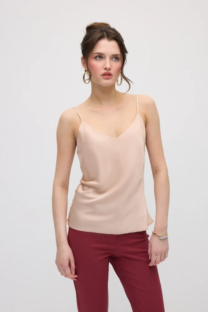 Spaghetti Strap Satin Tank - Powder Pink