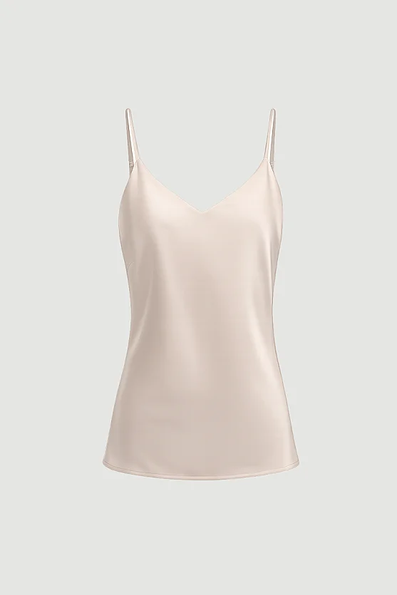 Spaghetti Strap Satin Tank - Powder Pink - Gusto