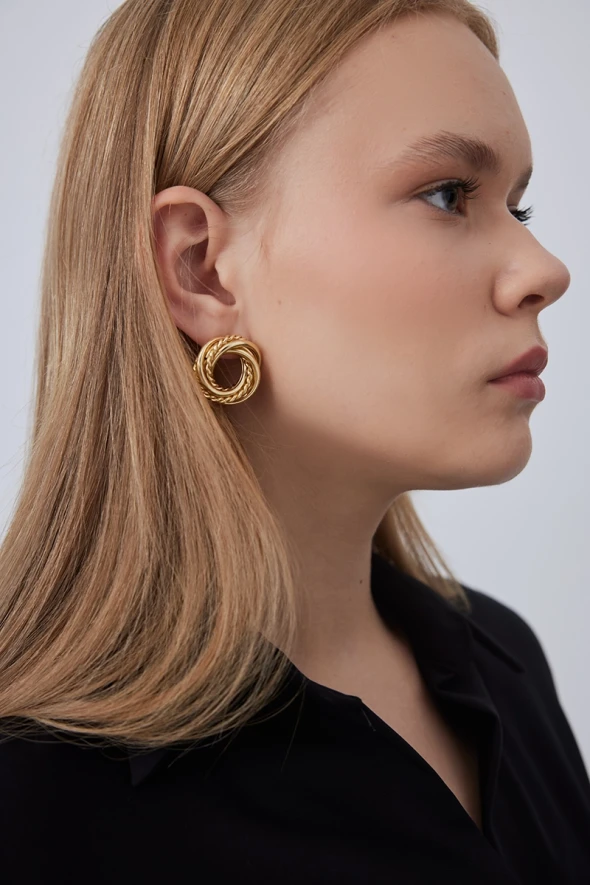 Spiral Zamac Earrings - Gold - 4