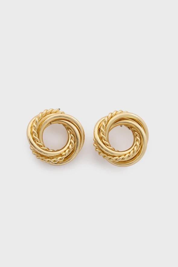 Spiral Zamac Earrings - Gold - 1