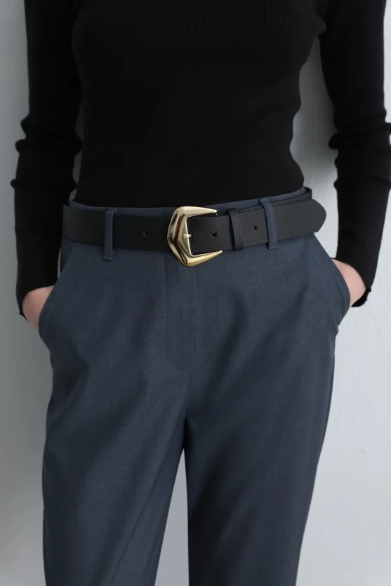 Square Buckle Belt Black - 2