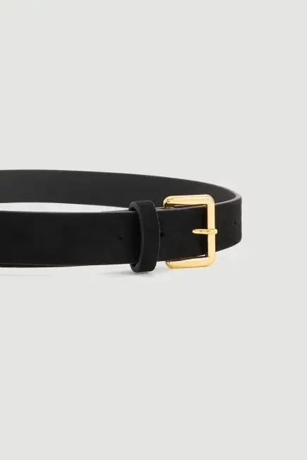 Square Buckle Faux Leather Belt - Black - Gusto (1)