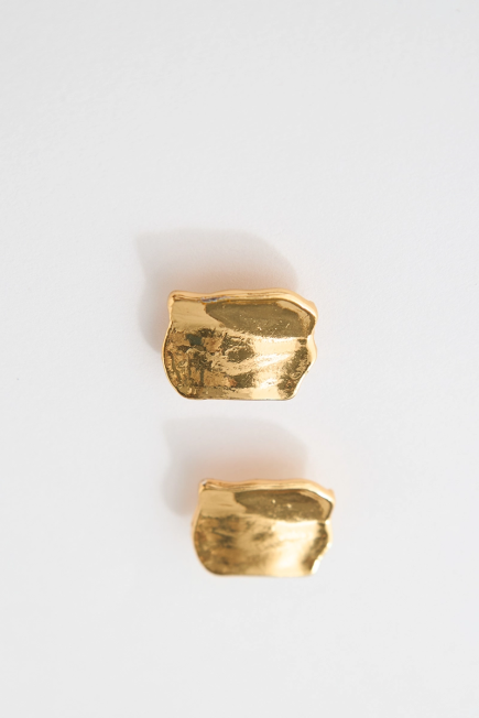 Square Gold Earrings - Gold Gold