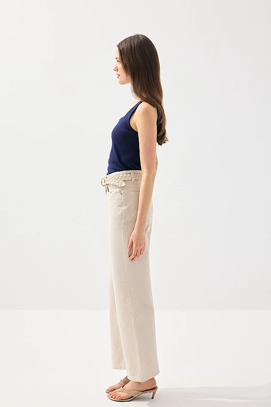 Square Neck Cotton Tank Top - Navy Blue - Gusto