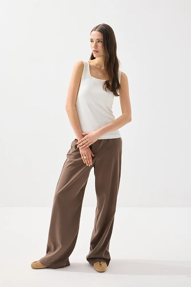 Square Neck Cotton Tank Top - White - Gusto (1)