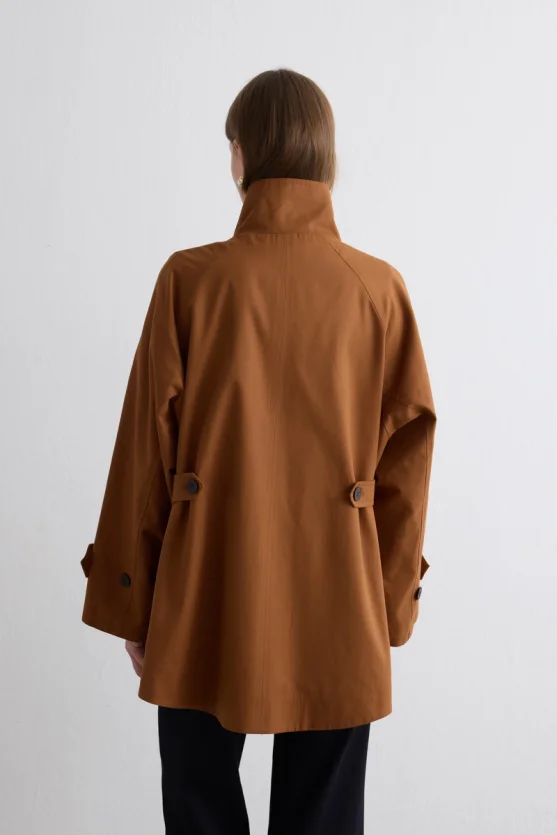 Stand Collar Water-Repellent Trench Coat - Camel - Gusto