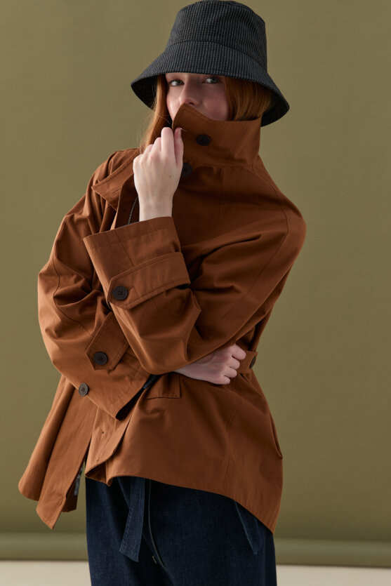 Stand Collar Water Repellent Trench Coat Camel - Gusto