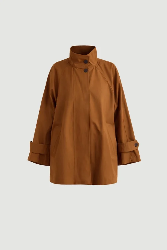 Stand Collar Water Repellent Trench Coat Camel - 8