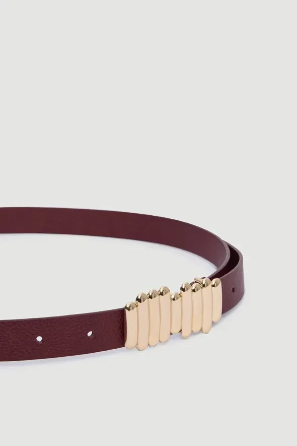 Stick Design Belt - Burgundy - 2