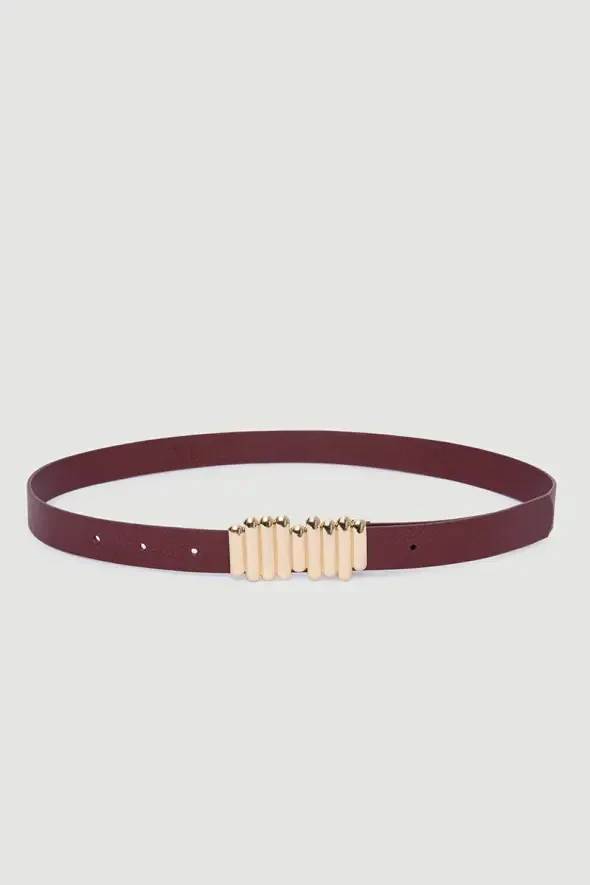 Stick Design Belt - Burgundy - 1