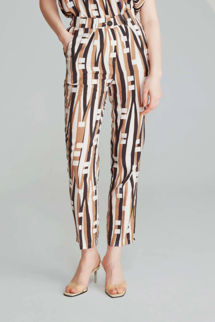 Stick Pattern Pants - Brown Kahverengi