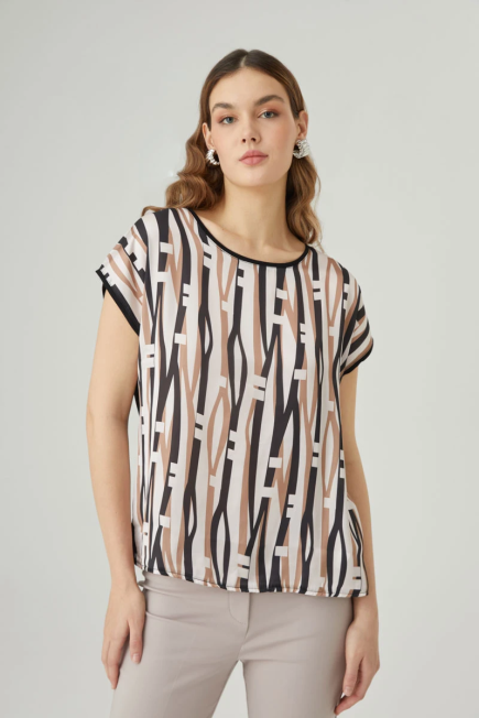 Stick Pattern T-shirt - Brown Brown