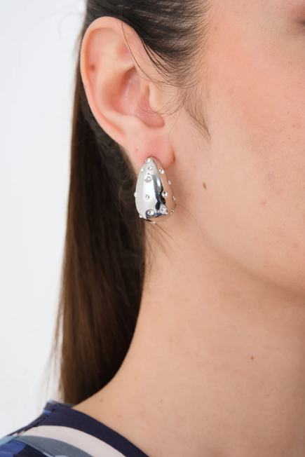 Stone Detailed Drop Earrings - Silver Silver