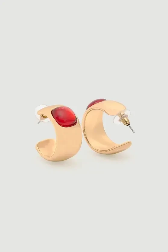 Stone Embellished Earrings - Gold - Gusto