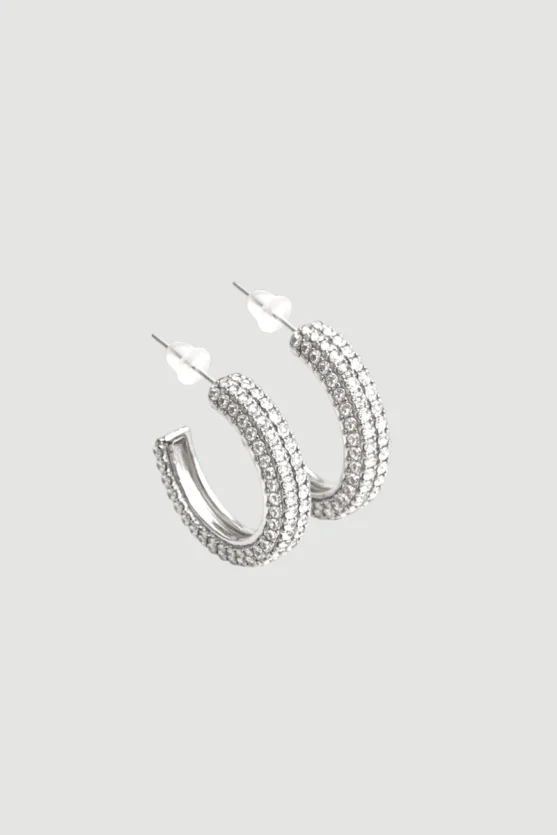 Stone Hoop Earrings - Silver - Gusto