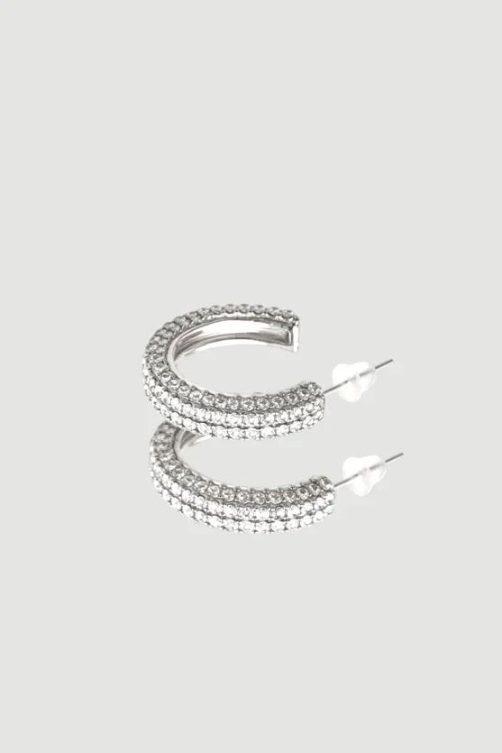 Stone Hoop Earrings - Silver - Gusto