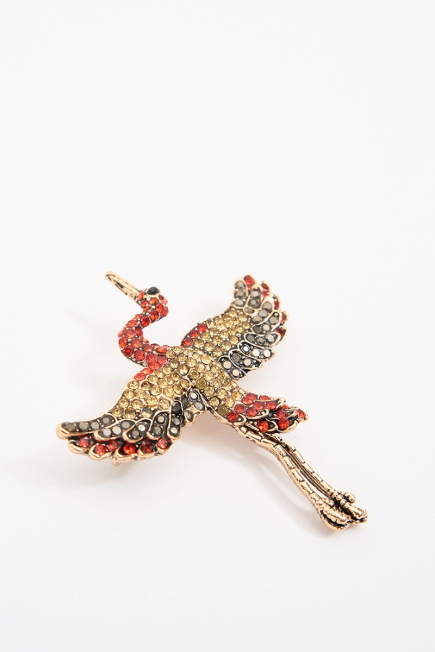 Stork Brooch with Zircon Stone - Colorful Renkli