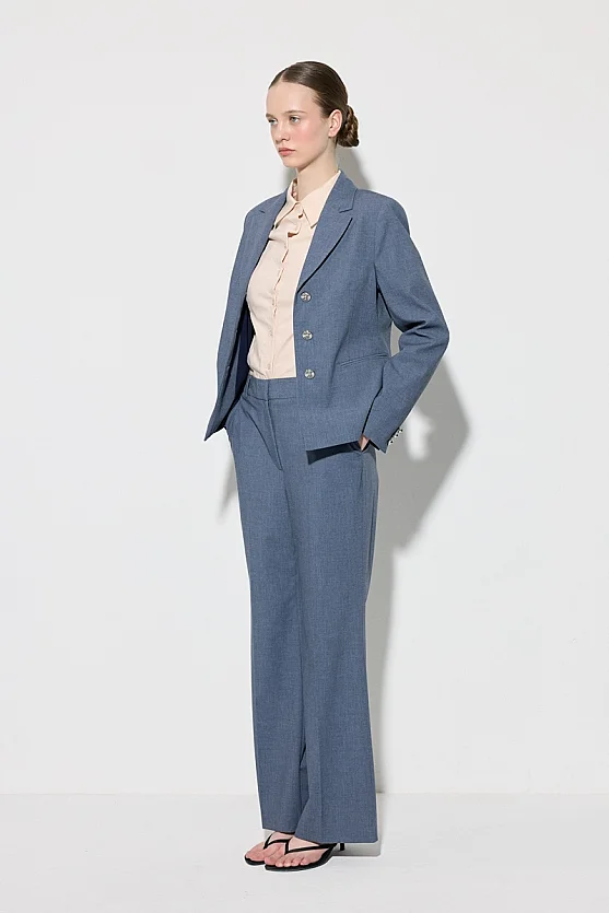 Straight Leg Classic Trousers - Navy Blue - 3
