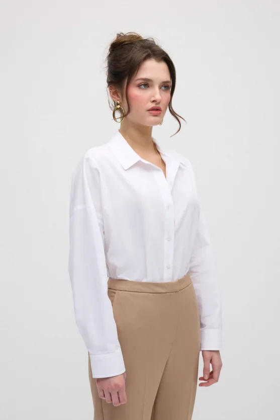 Straight-Leg Fabric Pants - Beige - 5