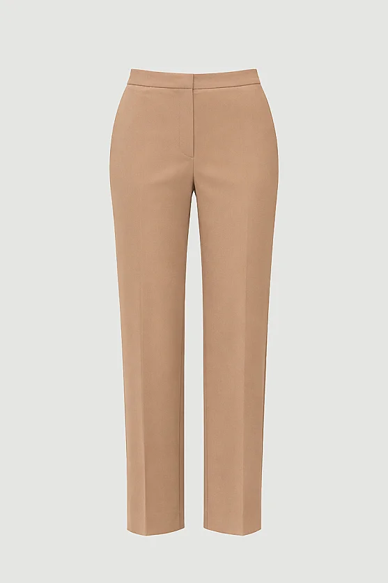 Straight-Leg Fabric Pants - Beige - 7