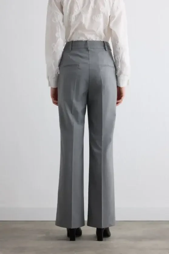 Straight-Leg Fabric Pants - Gray - Gusto