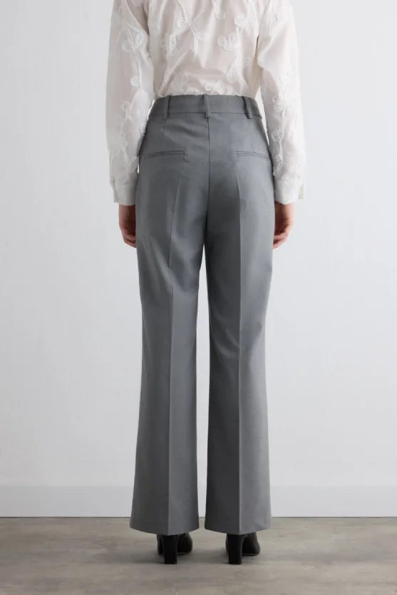 Straight Leg Fabric Pants Gray - Gusto