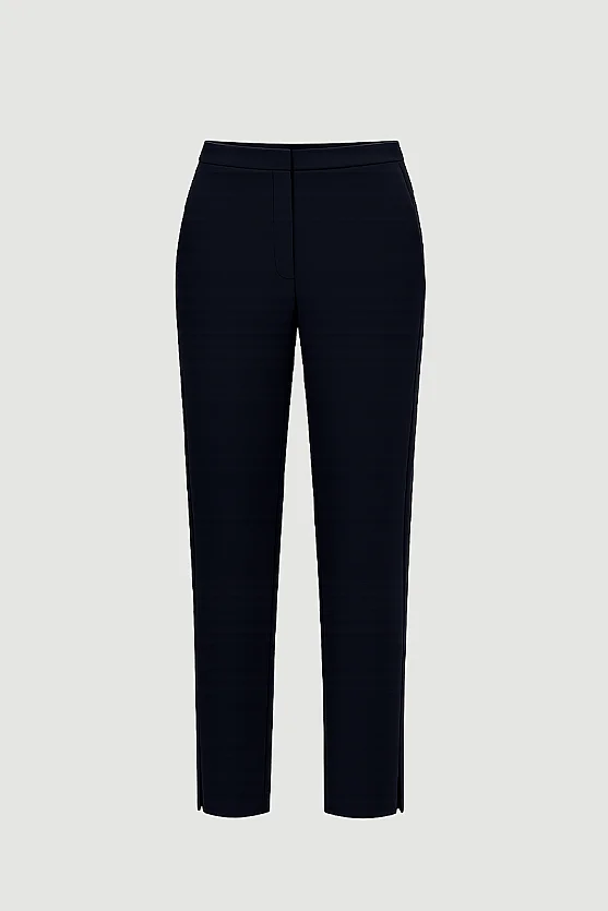 Straight-Leg Fabric Pants - Navy Blue - Gusto