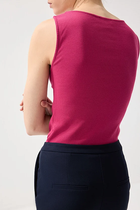 Straight-Leg Fabric Pants - Navy Blue - Gusto