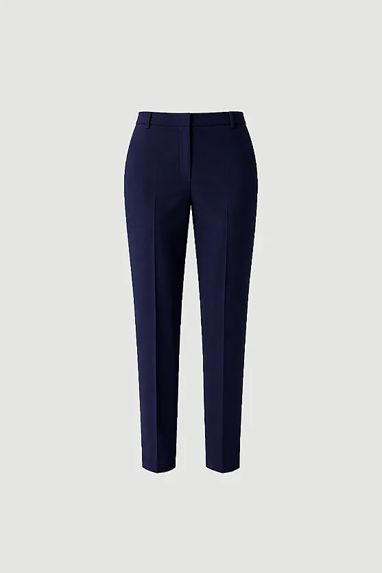 Straight-Leg Fabric Pants - Navy Blue - Gusto