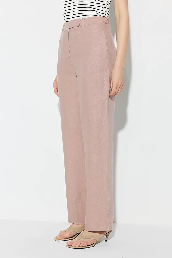 Straight Leg Linen Pants - Powder Pink - Gusto