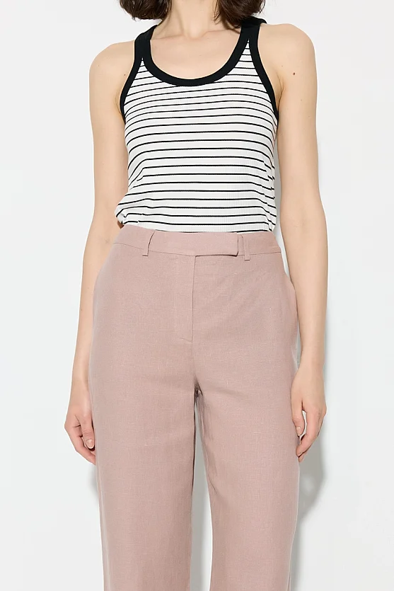 Straight Leg Linen Pants - Powder Pink - Gusto