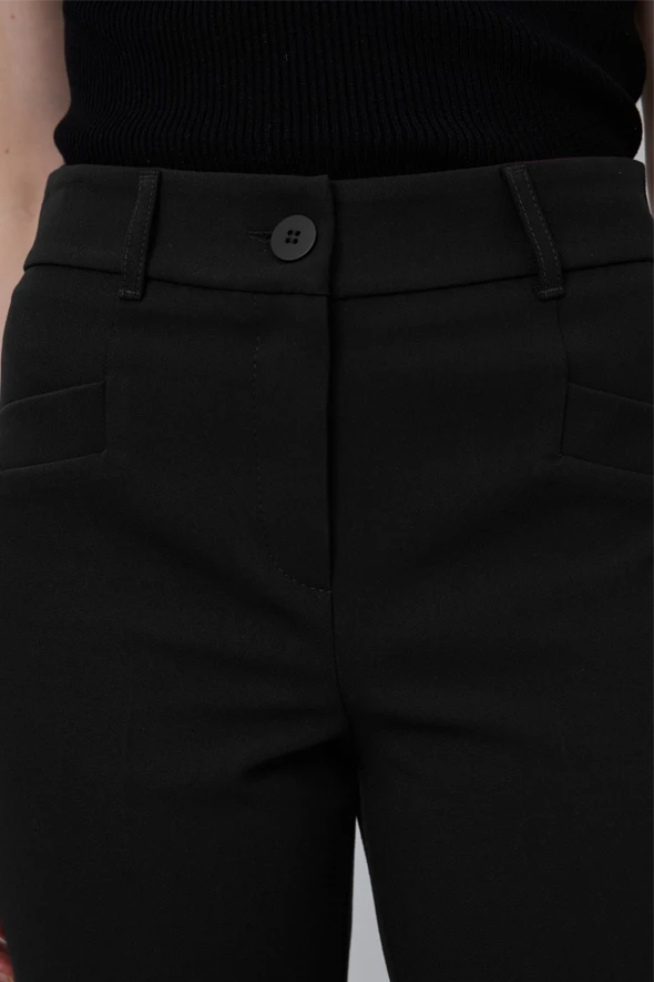 Straight Leg Pants - Black - 3