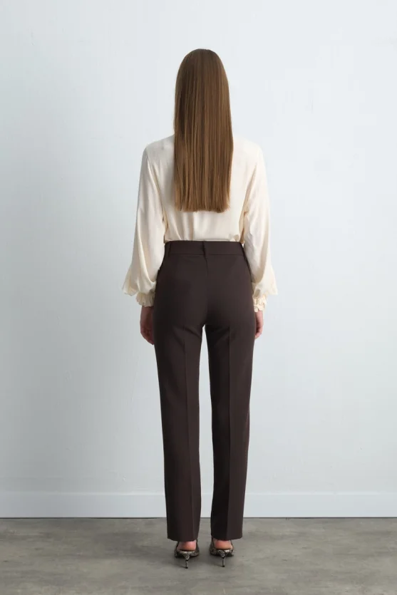 Straight Leg Pants - Brown - 5