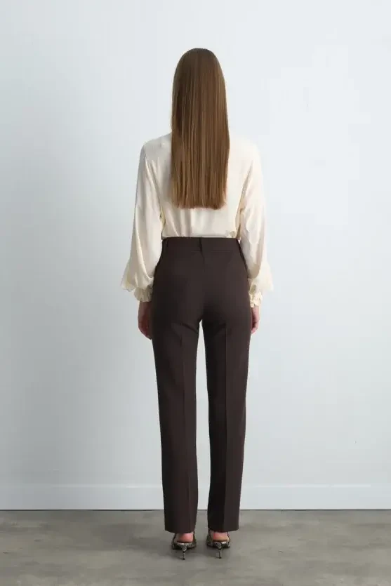 Straight Leg Pants - Brown - 5
