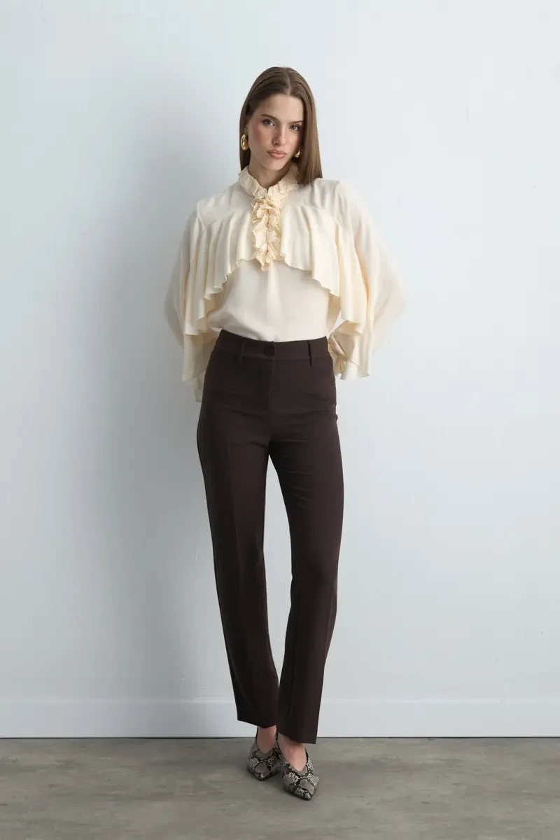 Straight Leg Pants - Brown - Gusto