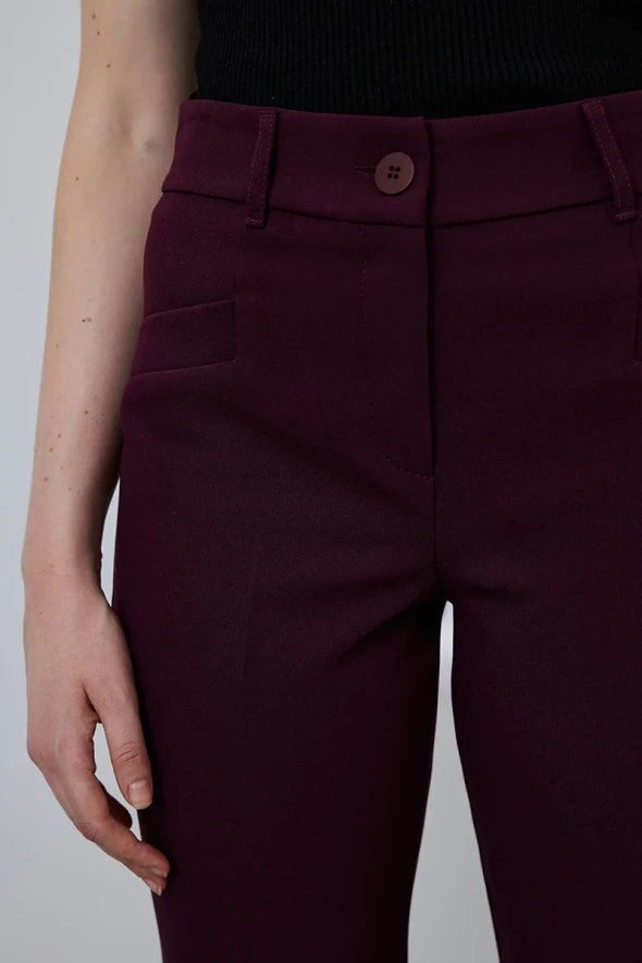 Straight Leg Pants - Burgundy - 4