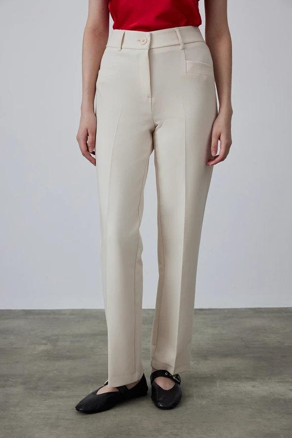 Straight Leg Pants - Ecru - 1