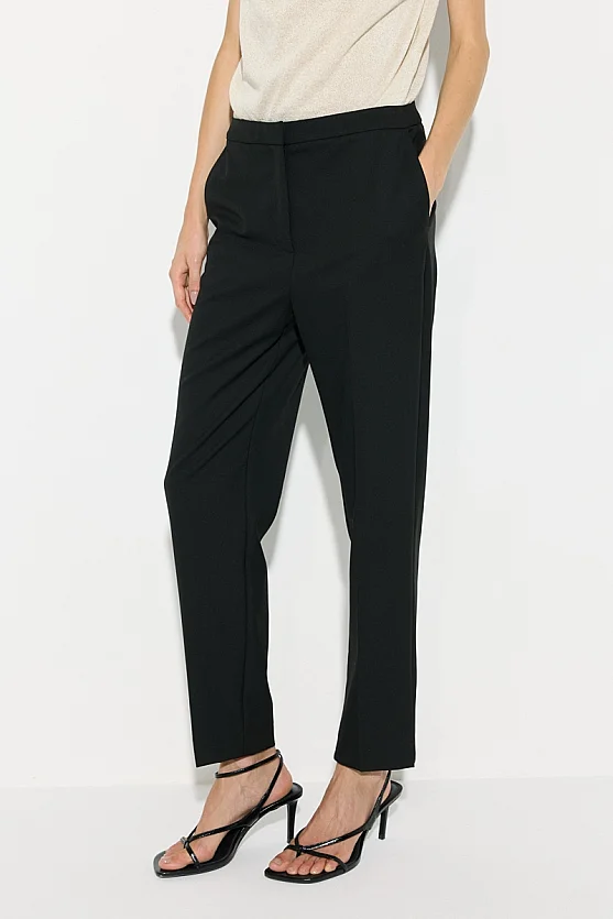 Straight Leg Tailored Trousers - Black - Gusto