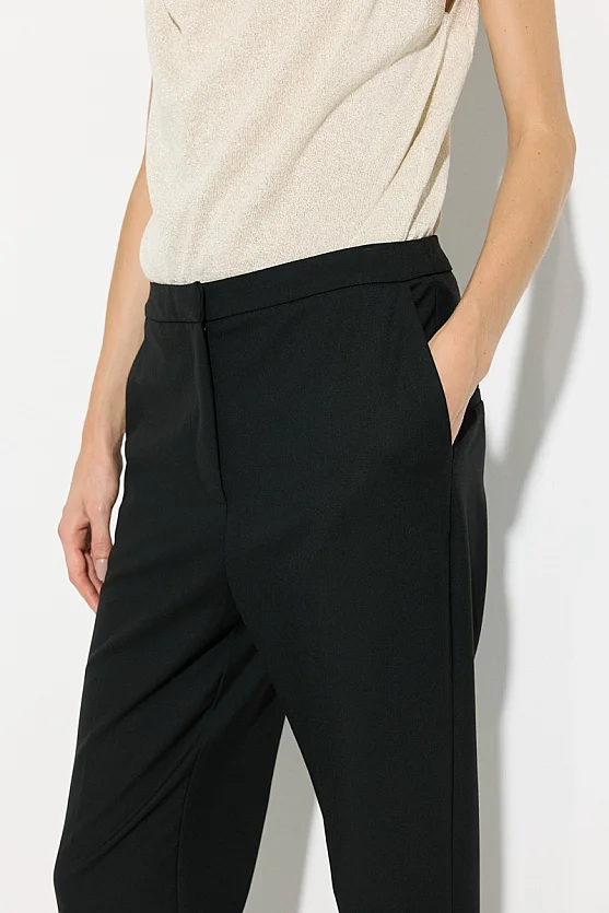 Straight Leg Tailored Trousers - Black - Gusto