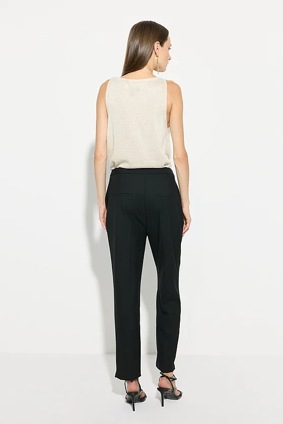 Straight Leg Tailored Trousers - Black - Gusto