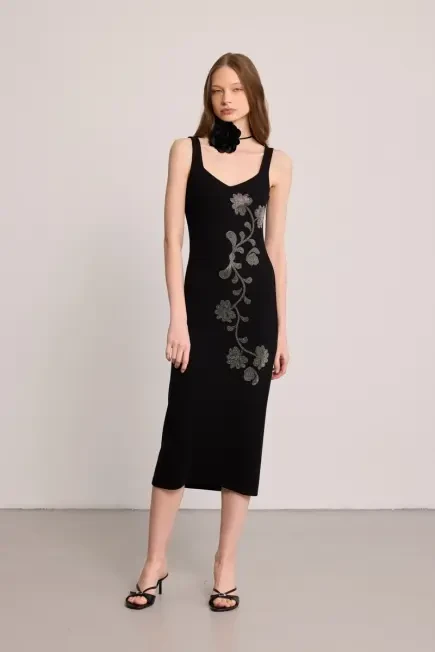 Strappy Embellished Dress - Black Black