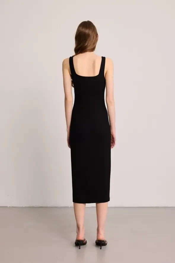Strappy Embellished Dress - Black - 5