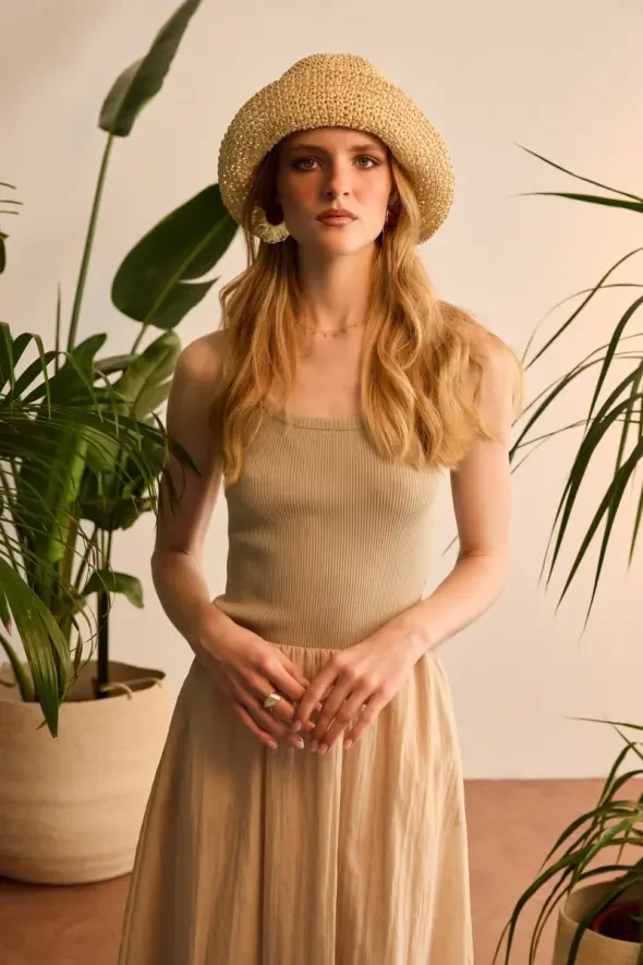 Straw Hat - Beige - 1