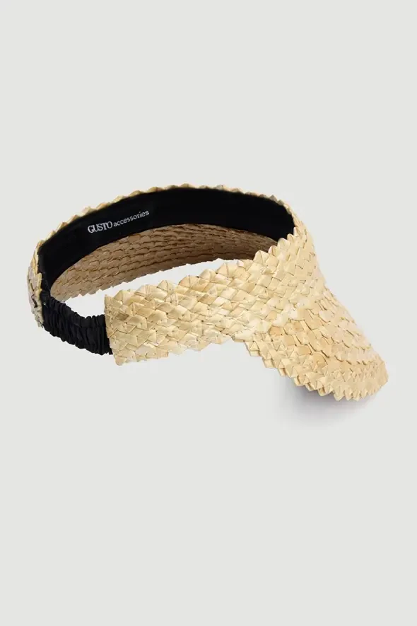 Straw Visor Hat - Beige - 2