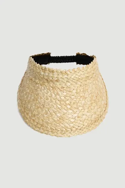 Straw Visor Hat - Beige Beige
