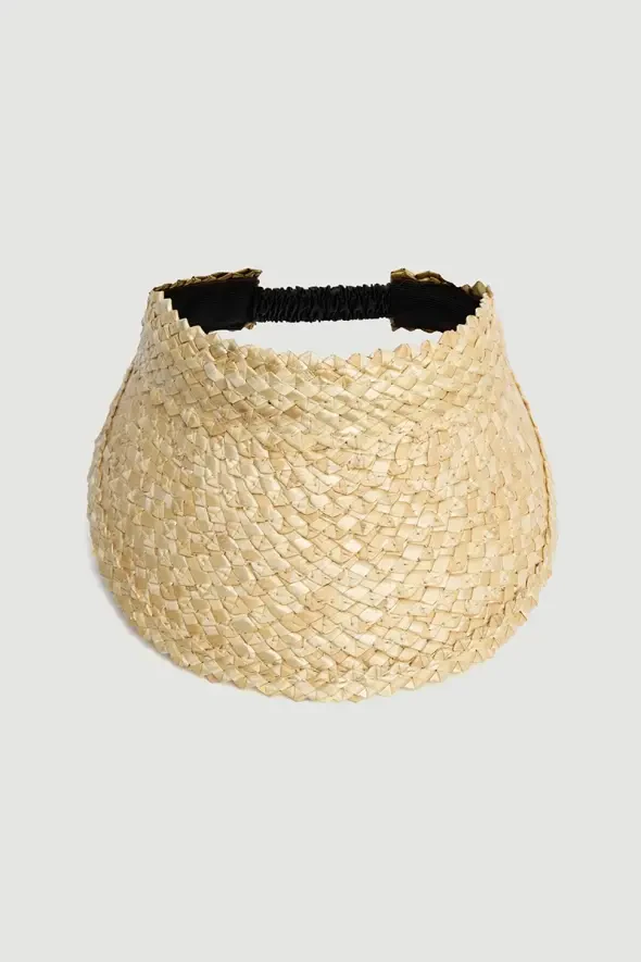 Straw Visor Hat - Beige - 1