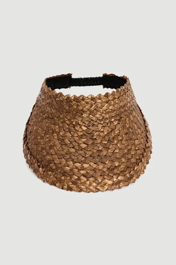 Straw Visor Hat - Brown - 1