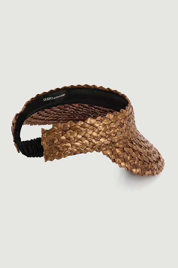 Straw Visor Hat - Brown - 2