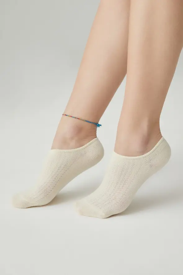 Stretch Ankle Sock - Ecru - 1