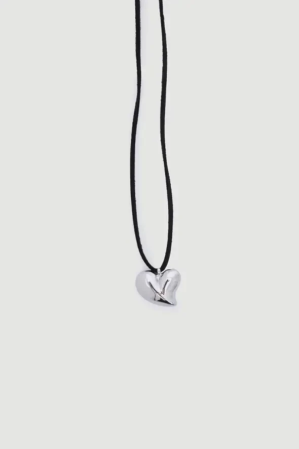 String Heart Necklace - Silver - 5